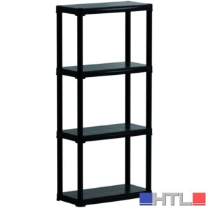 KIT SCAFFALI IN PLASTICA 4 RIPIANI cm. 60x30x133 h col. Nero