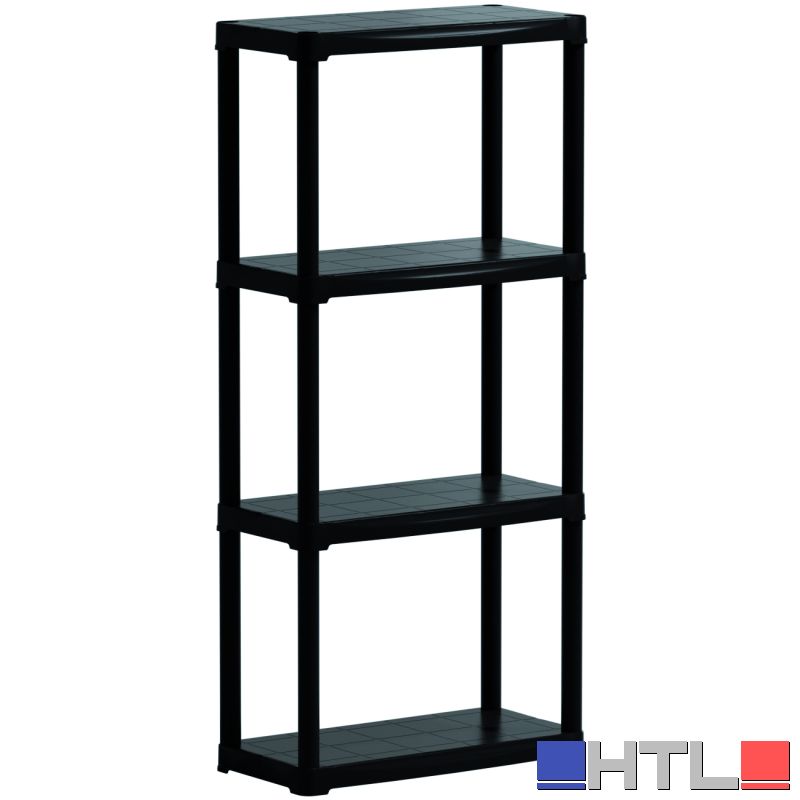 KIT SCAFFALI IN PLASTICA 4 RIPIANI cm. 60x30x133 h col. Nero
