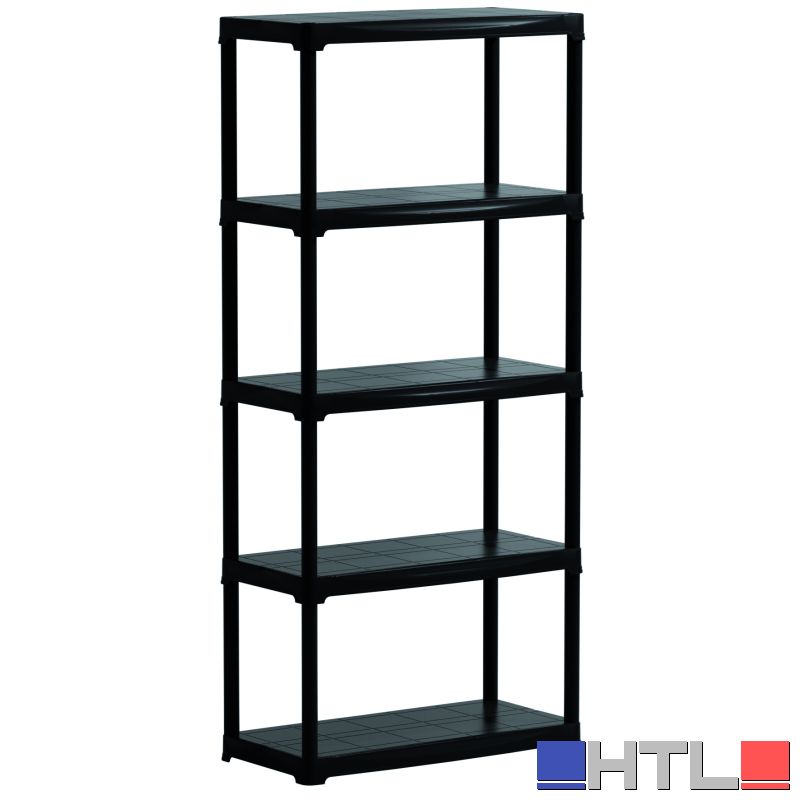 KIT SCAFFALI IN PLASTICA 5 RIPIANI cm. 80x40x176 h col. Nero