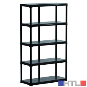 KIT SCAFFALI IN PLASTICA 5 RIPIANI cm. 100x45x176 h col. Nero