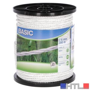 CORDA ELETTRIFICATA TONDO PER RECINTO BASIC BIANCO mt. 200 Ø mm. 6 fili 6