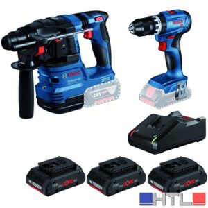 Bosch KIT Martello GBH 18V-22 + Trapano GSB 18V-45 + Set ricarica