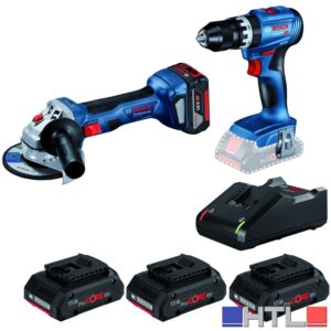 Bosch KIT Minismerigliatrice GWS 18V-7 + Trapano GSB 18V-45 + Set ricarica