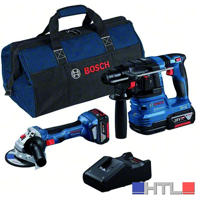 Bosch KIT Minismerigliatrice GWS 18V-7 + Martello GBH 18V-22 + Set ricarica