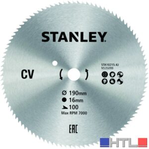 Stanley LAMA CROMATA X10215-XJ PER SEGA CIRCOLARE Ø mm. 190 - 100 denti