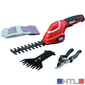 Black+Decker KIT CESOIA E SFOLTIRAMI A BATTERIA GSL700KIT-QW 7 V con guanti e cesoie