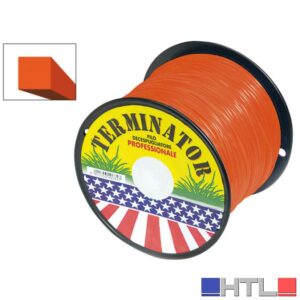 FILO QUADRATO PER DECESPUGLIATORE TERMINATOR Col. Arancio mm. 3,0x230 mt. (bobina kg. 2)