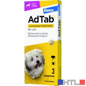 Elanco ANTIPARASSITARIO COMPRESSA MASTICABILE AdTab x cani  2,5÷5,5 kg. (cf. 3 compr. da 112,5 mg)