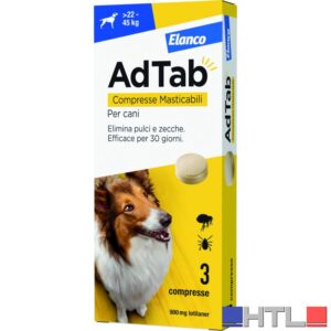 Elanco ANTIPARASSITARIO COMPRESSA MASTICABILE AdTab x cani 22÷45 kg. (cf. 3 compr. da 900 mg)