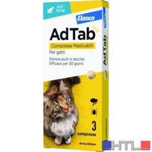 Elanco ANTIPARASSITARIO COMPRESSA MASTICABILE AdTab x gatti 2,0÷8,0 kg. (cf. 3 compr. da 48 mg)