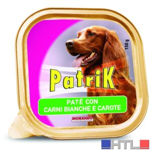 Morando PATÈ PER CANI ''PATRIK'' gusto carni bianche e carote - gr.  150 (confezione da 22)