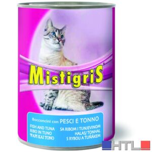 Morando BOCCONI PER GATTI ''MISTIGRIS'' gusto pesce e tonno - gr.  405 (confezione da 24)