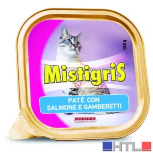 Morando PATÈ PER GATTI ''MISTIGRIS'' gusto salmone e gamberetti  - gr.  100 (confezione da 32)