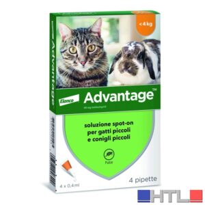 Elanco ANTIPARASSITARIO ADVANTAGE PER GATTI E CONIGLI inferiori a kg.  4 (4 pipette)