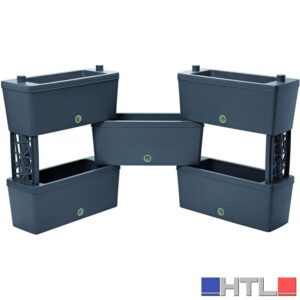 Bama KIT FIORIERA RETTANGOLARE BRICK 5 PZ. Col. Grigio cm. 60x23x27 h
