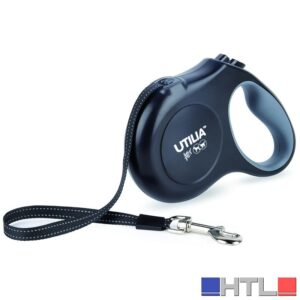 Utilia Pet GUINZAGLIO RETRATTILE A NASTRO LARGE mt. 5 per cani fino a kg. 50 col. Nero
