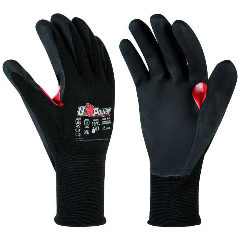 U-Power GUANTI DA LAVORO FLYNT IN NYLON/NITRILE Col. Rosso/Nero tg. 10 (pacco da 12) - immagine 2