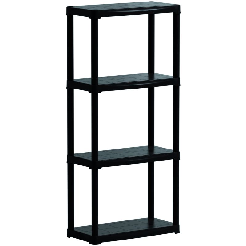 KIT SCAFFALI IN PLASTICA 4 RIPIANI cm. 60x30x133 h col. Nero - immagine 2