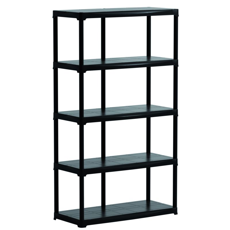 KIT SCAFFALI IN PLASTICA 5 RIPIANI cm. 100x45x176 h col. Nero - immagine 2