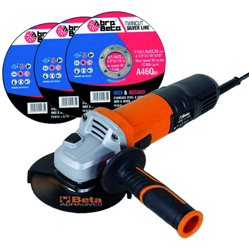 Abra Beta KIT 300 DISCHI INOX /FERRO mm 115x1 + SMERIGLIATRICE ANGOLARE 115 mm. 750 W - immagine 2