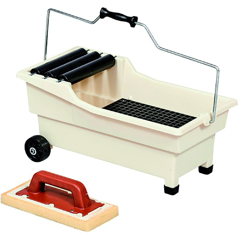 Raimondi VASCHETTA LAVAPAVIMENTI PULIRAPID 2 RUOTE-2 PIEDI-3 RULLI lt. 20 - immagine 2
