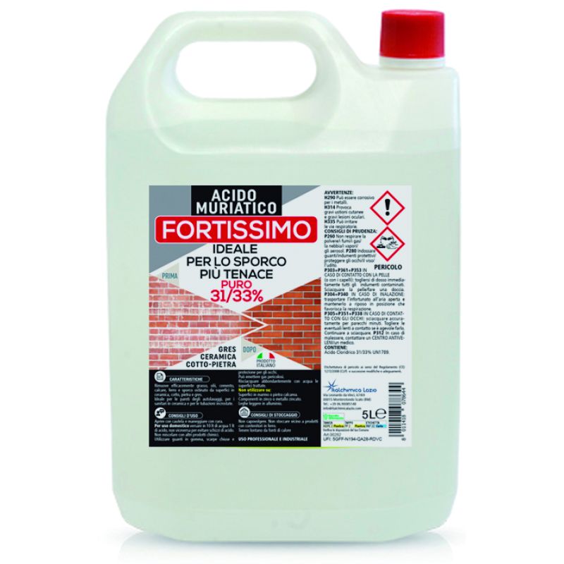 ACIDO CLORIDRICO MURIATICO 33% lt. 5 (confezione da 4) - immagine 2