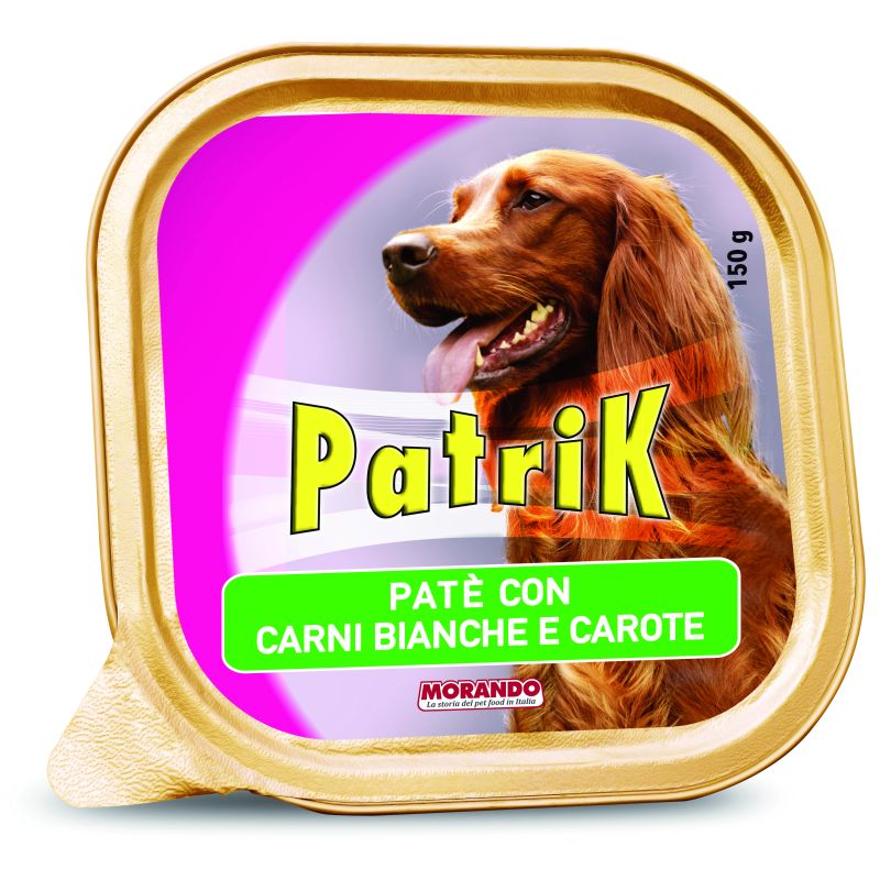 Morando PATÈ PER CANI ''PATRIK'' gusto carni bianche e carote - gr. 150 (confezione da 22) - immagine 2