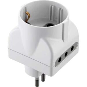 ADATTATORE SEMPLICE SCHUKO/BIVALENTE 10A 2P+T - presa 10A 2P+T pz. 1 (Confezione da 25 pezzi)