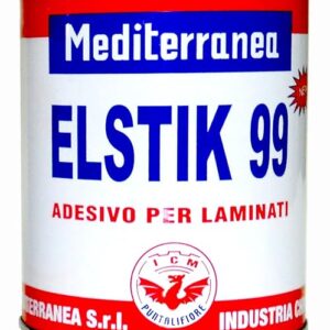 Adesivo Policloroprenico A Contatto Per Legno 'Elstik 99 New' A Base Solvente. Versatile A Bassa Viscosità, Ideale Per L'Incollaggio Di Laminati Plastici Rigidi A Legno (Massello, Compensato, Truciolare), A Metallo E Gomma. Resistenza Termica +80°C Circa.