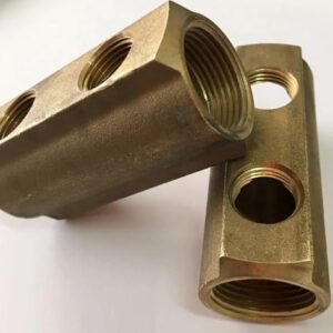 COLLETTORE RISCALDAMENTO IN OTTONE GIALLO 2 VIE 3/8″ F x 3/4″ F