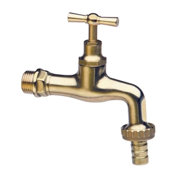 Rubinetto da giardino portagomma in ottone lucidato 1/2" (dn 15)