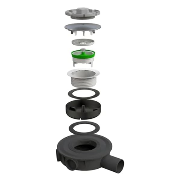 "SAVOISIENNE" scarico per piatti doccia ultra sottili, modello con sifone secco. Coperchio in ABS cromato ø120 mm, scarico ø50 mm, altezza 57 mm